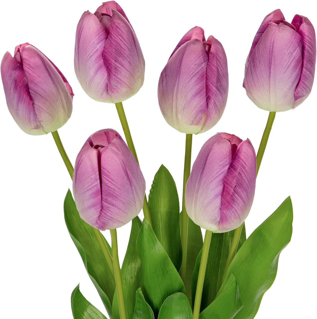 23" Fake Tulip Flowers Artificial Violet Tulips Long Stem Faux Flower, Silk Flower Décor for Floral Arrangement Home Farmhouse Wedding Decoration